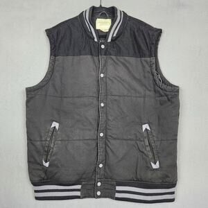 Springfield Classic Vest Mens 3XL Gray Varsity Quilted Puffer Snap Front Lined